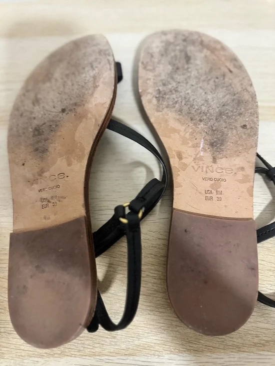 Vince Black Leather Toe-Loop Ankle-Strap Sandals - Picture 5 of 5